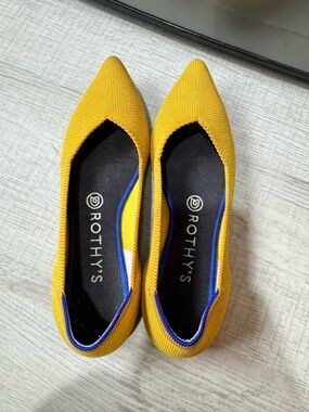 Rothy's Pointed Knit Flats in Mustard Yellow